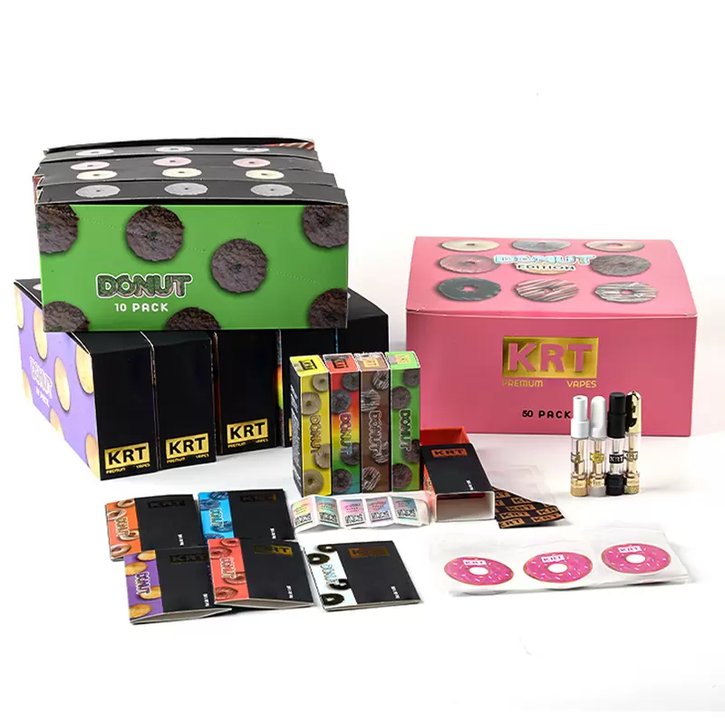 10 Strains Newest Donut Edition KRT Atomizers Empty Vape Pen Cartridges Packaging Carts 1ml 0.8ml Ceramic 510 Thread Thick Oil Vaporizer E Cigarettes Box With Sticker - Image 4