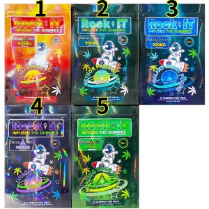 Bulk wholesale Rock It Infused THC Gummies 950mg Delta-8 Packaging 3.5 Mylar Bag *Empty Bags* (#DeltaC)