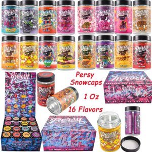 Empty Persy Snowcaps Zaza Edition Jars Packaging for Weeds 16 Flavors 1 Oz