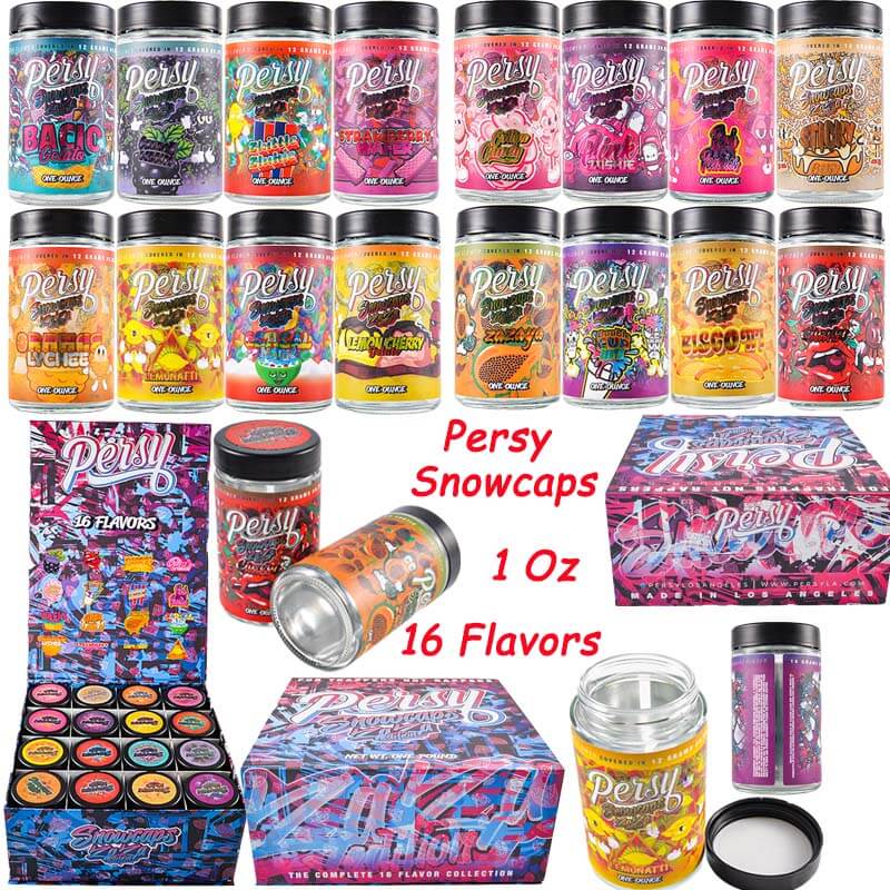Empty Persy Snowcaps Zaza Edition Jars Packaging for Weeds 16 Flavors 1 Oz