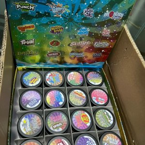 Persy Snowcaps Candy Edition 16-1oz Glass Jars - Varity Pack 16 Flavors in box 1 pound -Empty Jars